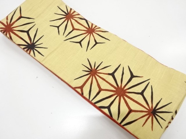 JAPANESE KIMONO / HEMP LEAF PATTERN HANHABA OBI